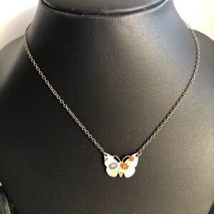 Vintage 70s Boho Hippie Vibes Butterfly Collar Necklace Silver Tone 7 In 18 cm